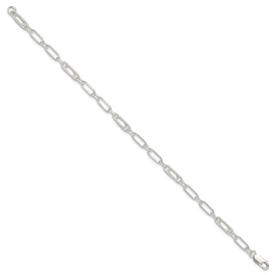 Sterling Silver Fancy Link Anklet, 9 x 6mm
