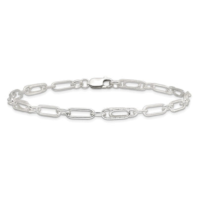 Sterling Silver Fancy Link Anklet, 9 x 6mm