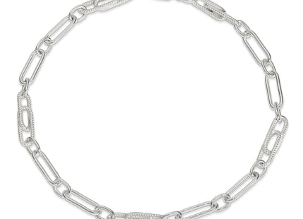 Sterling Silver Fancy Link Anklet, 9 x 6mm