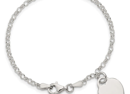 Sterling Silver Engraveable Heart 7in Bracelet (Style QG1446-6)