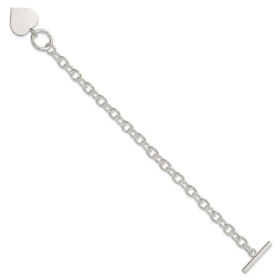 Sterling Silver Engraveable Heart Bracelet, 7.5 x 19mm