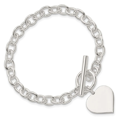 Sterling Silver Engraveable Heart Bracelet, 7.5 x 19mm