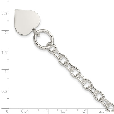 Sterling Silver Engraveable Heart Bracelet, 7.5 x 19mm