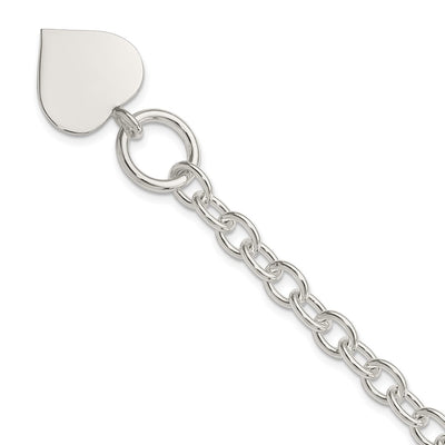 Sterling Silver Engraveable Heart Bracelet, 7.5 x 19mm
