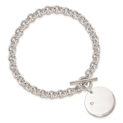 Sterling Silver Rhodium-plated . Diamond Disc Bracelet