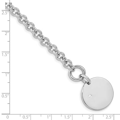 Sterling Silver Rhodium-plated . Diamond Disc Bracelet