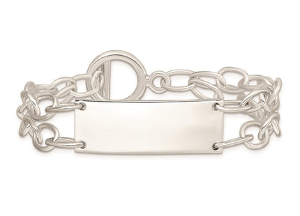 Sterling Silver Double Strand Oval Link ID Bracelet (Style QG1540-7.25)