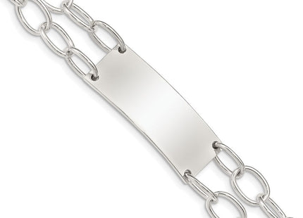 Sterling Silver Double Strand Oval Link ID Bracelet (Style QG1540-7.25)
