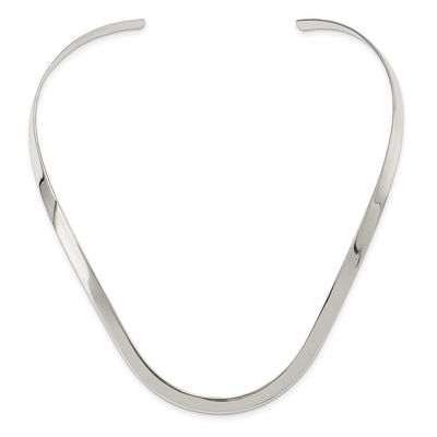 Sterling Silver Polished Neck Collar, 14 in