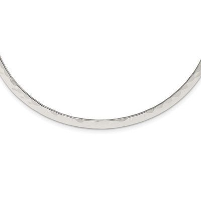 Sterling Silver Polished Hammered Neck Collar