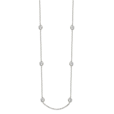 Sterling Silver w/2 in ext. 8-Station CZ Necklace
