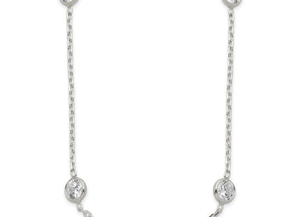 Sterling Silver w/2 in ext. Station CZ Necklace (Style QG2092-16)