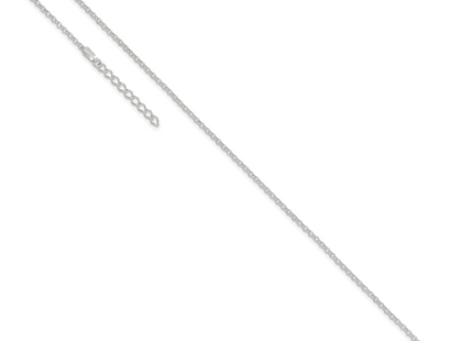 Sterling Silver Rolo 9in Plus 1in ext. Chain Anklet, 10 x 1.5mm