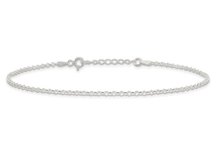Sterling Silver Rolo 9in Plus 1in ext. Chain Anklet (Style QG2131-9)