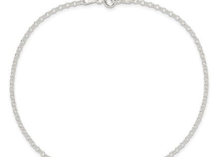 Sterling Silver Rolo 9in Plus 1in ext. Chain Anklet (Style QG2131-9)