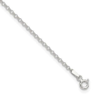 Sterling Silver Rolo 9in Plus 1in ext. Chain Anklet (Style QG2131-9)