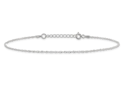 Sterling silver singapore link anklet, further view