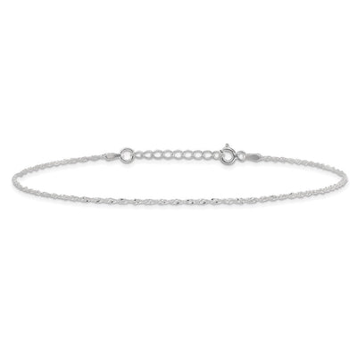 Sterling Silver Singapore 10in Plus 1in ext. Chain Anklet
