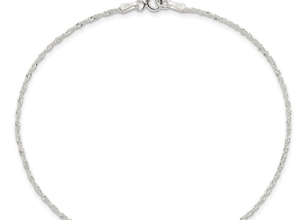 Sterling Silver Singapore 9in Plus 1in ext. Chain Anklet (Style QG2132-9)