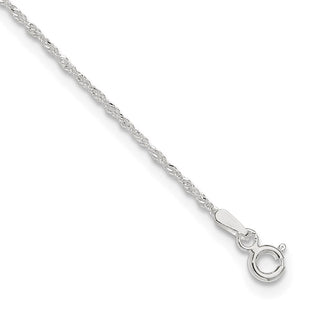 Sterling Silver Singapore 9in Plus 1in ext. Chain Anklet (Style QG2132-9)