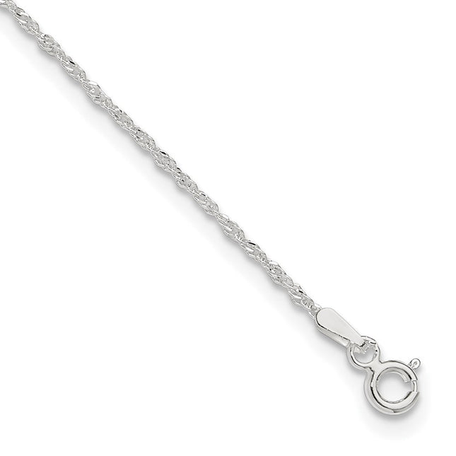 Sterling Silver Singapore 10in Plus 1in ext. Chain Anklet