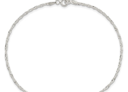 Sterling Silver Singapore 10in Plus 1in ext. Anklet (Style QG2133-9)