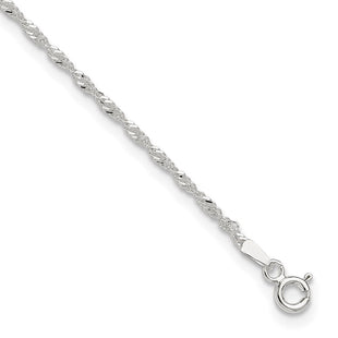 Sterling Silver Singapore 10in Plus 1in ext. Anklet (Style QG2133-9)