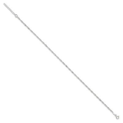 Sterling Silver Singapore 9in Plus 1in ext. Chain Anklet