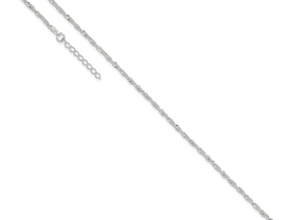 Sterling Silver Singapore 9in Plus 1in ext. Chain Anklet