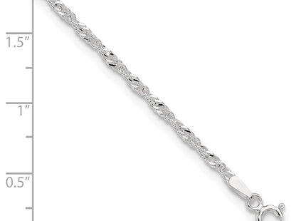 Sterling silver singapore link anklet, additional view