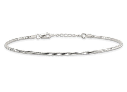 Sterling Silver Snake Chain 9in Plus 1in ext. Anklet (Style QG2140-9)