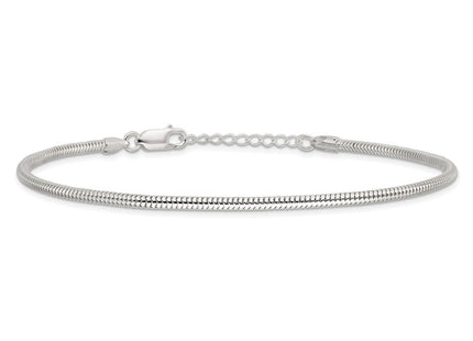 Sterling Silver Snake Chain 10in Plus 1in ext. Anklet (Style QG2141-9)
