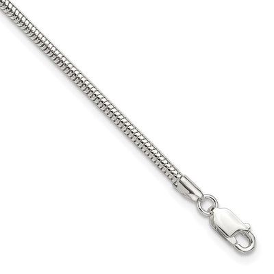 Sterling Silver Snake Chain 10in Plus 1in ext. Anklet
