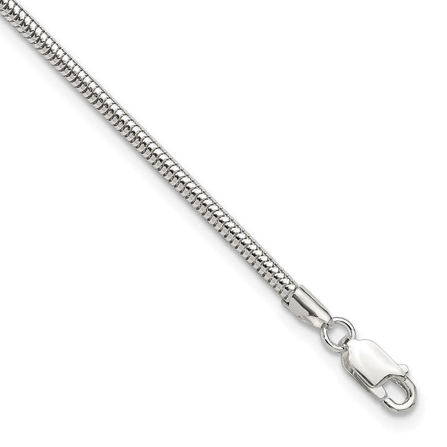 Sterling Silver Snake Chain 10in Plus 1in ext. Anklet