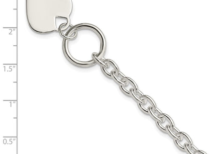 Sterling Silver Engraveable Heart Toggle Bracelet (Style QG2170-8)