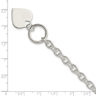 Sterling Silver Engraveable Heart Toggle Bracelet, 8 x 18mm