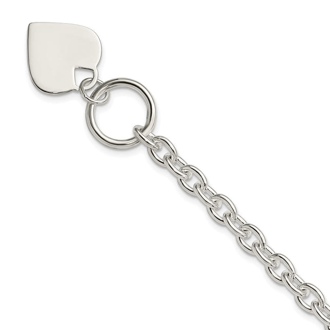 Sterling Silver Engraveable Heart Toggle Bracelet, 8 x 18mm