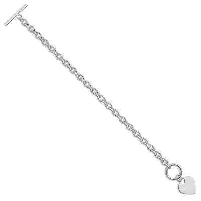 Sterling Silver Rhodium-plated Heart Toggle Bracelet, 8mm