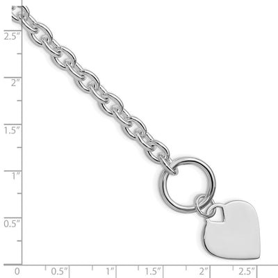 Sterling Silver Rhodium-plated Heart Toggle Bracelet, 8mm