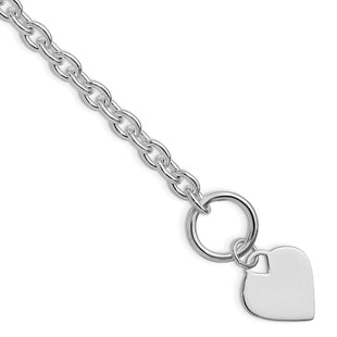 Sterling Silver Rhodium-plated Heart Toggle Bracelet (Style QG2170R-8)