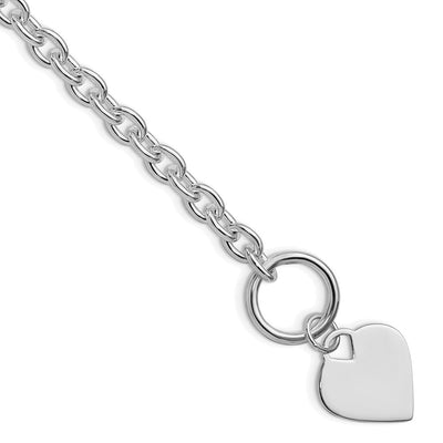 Sterling Silver Rhodium-plated Heart Toggle Bracelet, 8mm