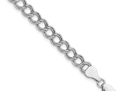 Amore La Vita Sterling Silver Rhodium-plated Polished 6mm 8 inch Double Link with Lobster Clasp Charm Bracelet
