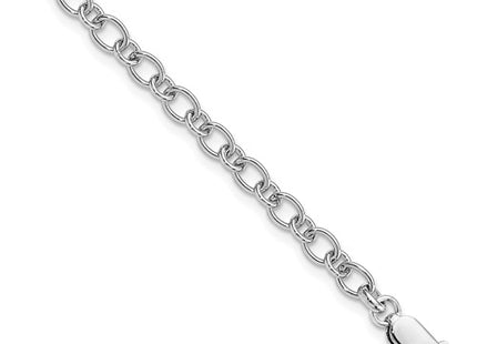 Amore La Vita Sterling Silver Rhodium-plated Polished 5.25mm Oval and Round Link with Lobster Clasp 10 inch Charm Anklet