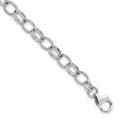 Amore La Vita Sterling Silver Rhodium-plated Polished with Fancy Lobster Clasp Charm Bracelet