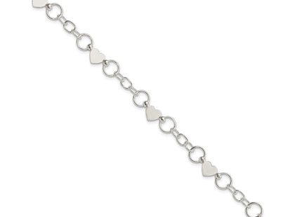 Sterling silver heart bracelet, alternate view