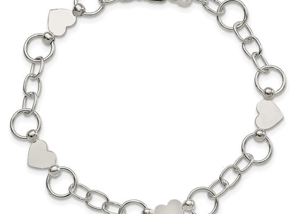 Sterling silver heart bracelet, another view