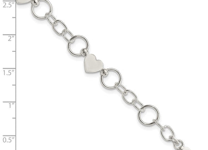 Sterling silver heart bracelet, further view