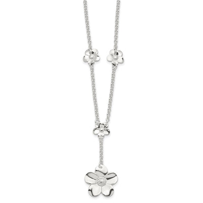 Sterling Silver Floral Necklace and Earring Set
