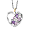 Brilliant Gemstones Sterling Silver with 14K Accent Rhodium-plated Amethyst and White Topaz and Diamond Necklace with Extender