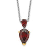 Brilliant Gemstones Sterling Silver with 14K Accent Rhodium-plated Garnet Necklace with Extender